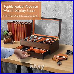 Watch Box Organizer for Men, 6 Slot Luxury Watch Display Case Wood Jewelry Organ