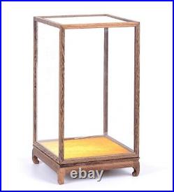 Wenge Wood Trim Base Display Case Transparent Glass Doll Antique Jewellery Cover