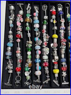 Willabee and Ward 12-Month Charm Bracelet Set Wood Display Case