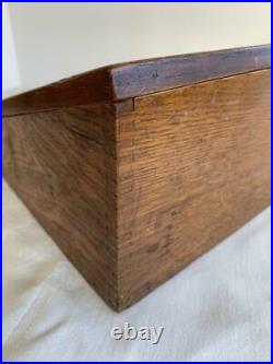 Wonderful Antique Oak Wood & Glass Hinged Slanted Display Case