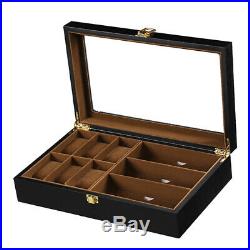 Wood 9 Slots Watch Glasses Box Gift Box Collection Display Case Organizer
