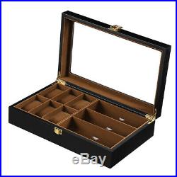 Wood 9 Slots Watch Glasses Box Gift Box Collection Display Case Organizer
