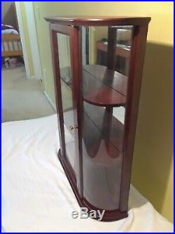 Wood Curved Glass Mirror Display Case