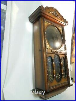 Wood Pendulum Wall Clock Case with Glass Lenses 23 3/4 Tall, 14 Wide, 6 Thick
