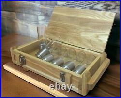 Wood box set souvenir Shot Glasses Military Spent Shells BMP-2 cartridge case