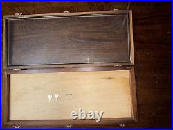 Wooden Glass Locking Display Case, 2 Keys 24 x 10 x 2 Knives, Etc. Vintage
