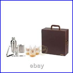 Wooden Travel Bar Set Portable Bar Set Brown Easy Carry Everywhere Fast Ship +FS