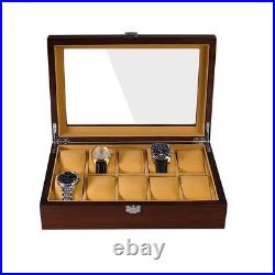 Wooden Watch Box Holder Storage Display Box Organizer Retro Glass Watches Case