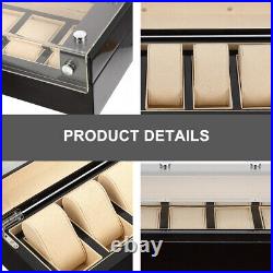 Wooden Watch Case Box Eye Glasses Storage Organizer Jewelry Display Bend